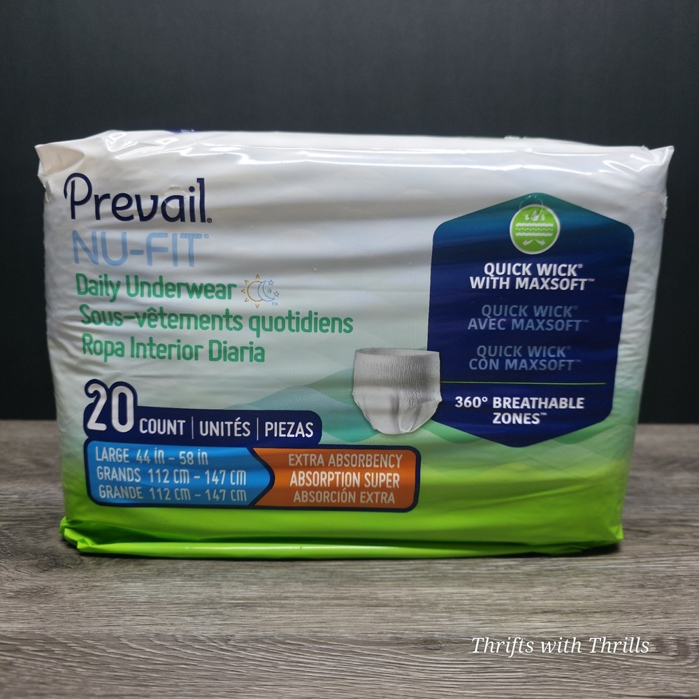 Prevail Nu-Fit - Adult Daily Underwear - Unisex - Size Large - Pack of 20 - New - Picture 3 of 8